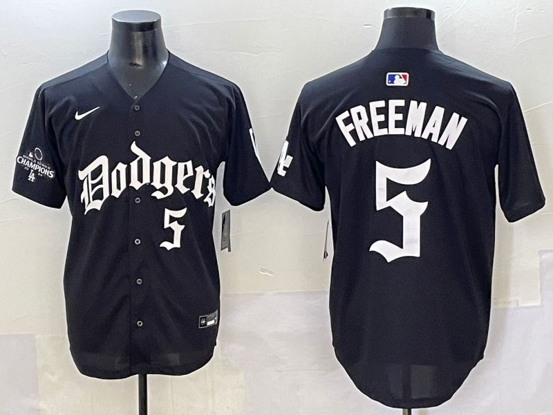 Men 2025 Los Angeles Dodgers #5 Freeman Black Seventh generation Joint Name Nike MLB Jersey style 6->los angeles dodgers->MLB Jersey